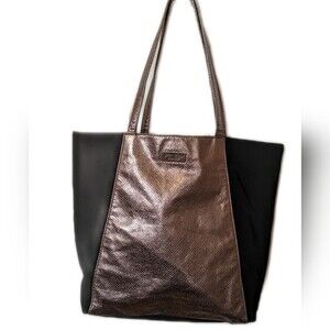 Jimmy Choo parfums large black faux suede tote bag with snakeskin print